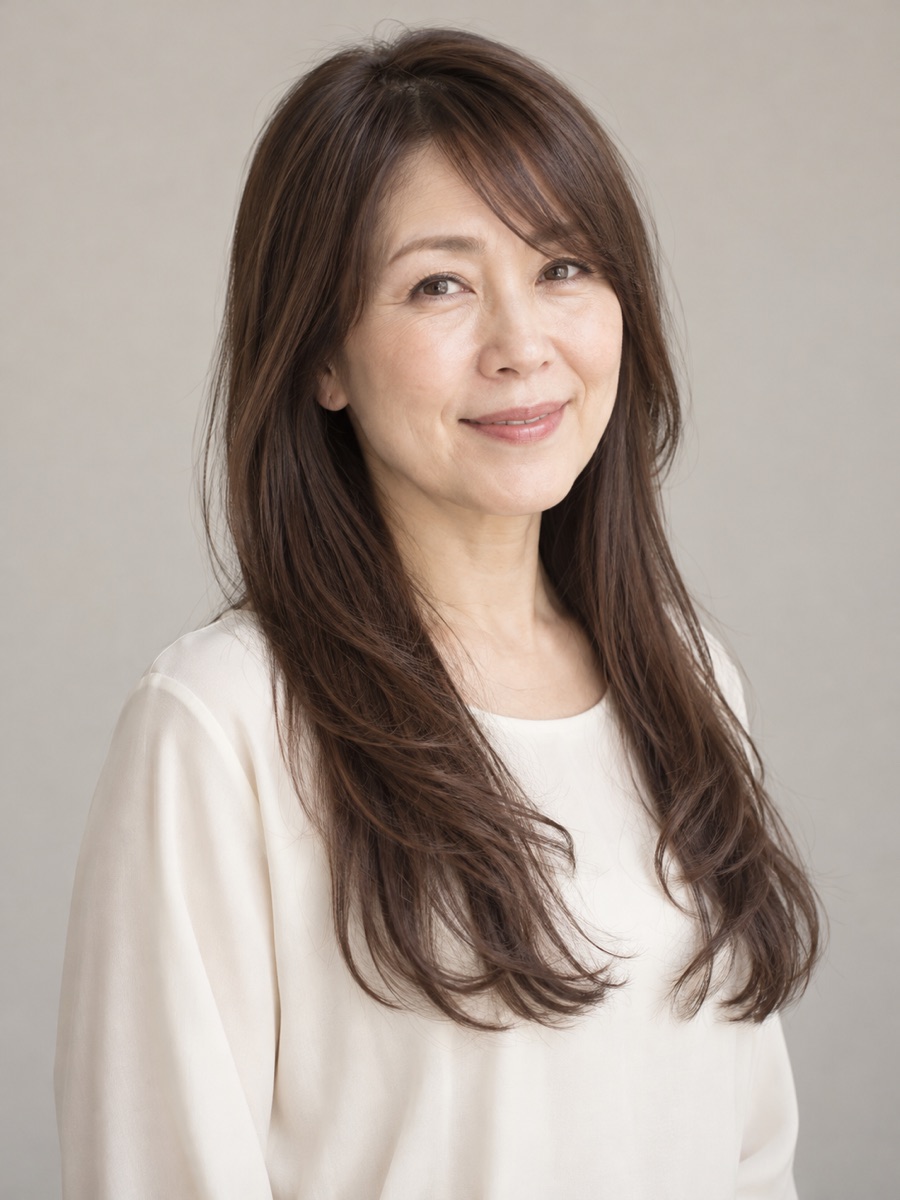 まとめやすい大人ロング×ナチュラルブラウン（正面）