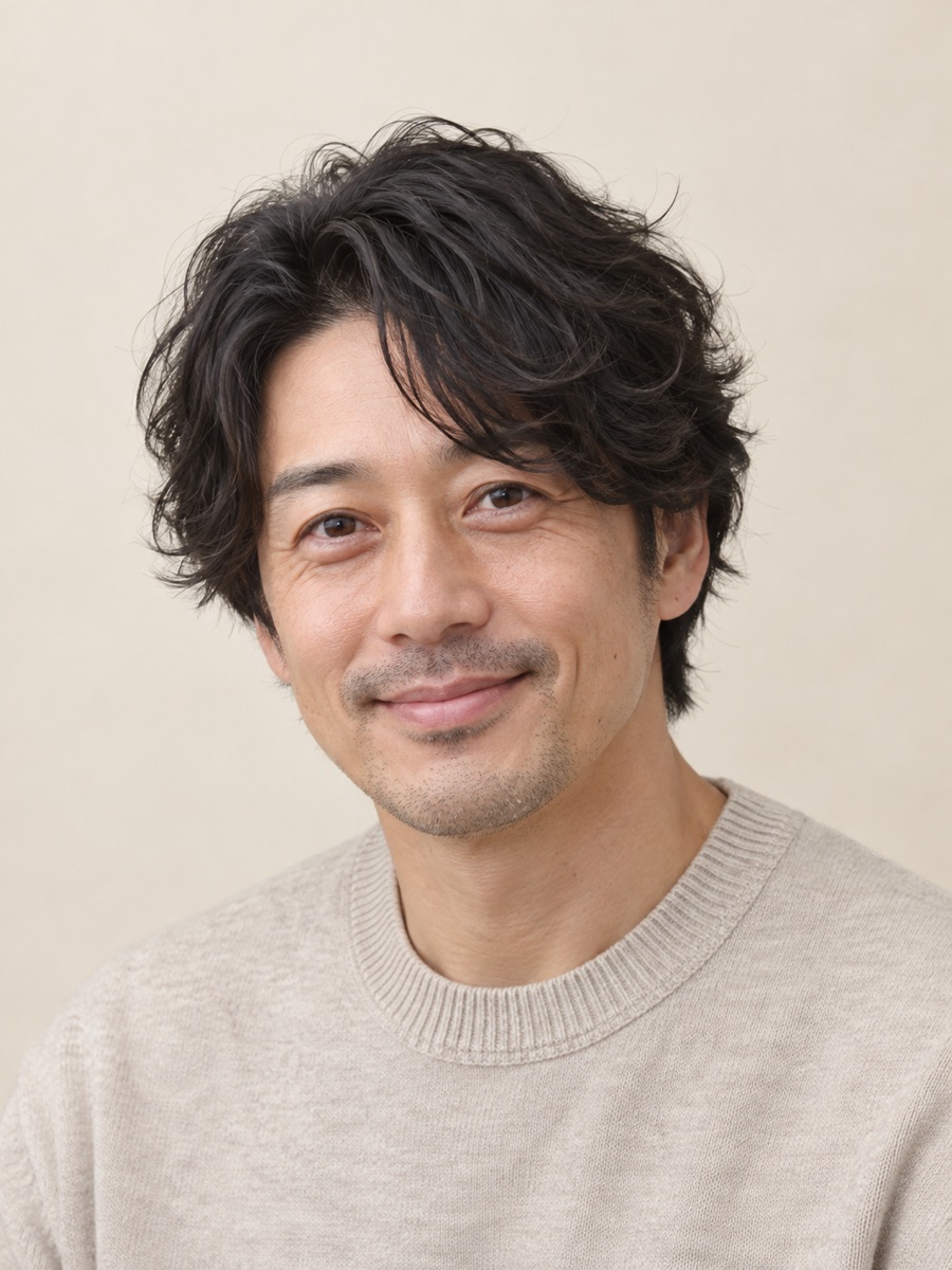くせ毛を活かすミディアム（正面）