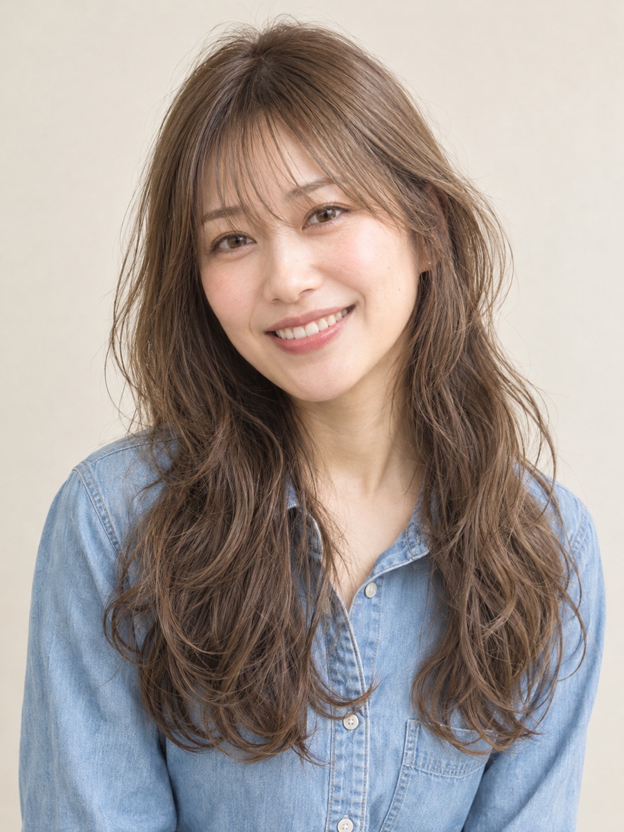 エアリーロング×オリーブベージュ（正面）